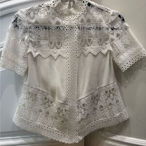 Alexis White Lace peplum short sleeve Blouse